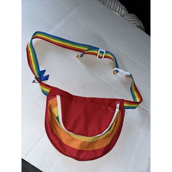 Rainbow Red Fanny Pack Gay Bi Trans Pride LGBTQ Belt Bag Travel Waist Purse New - Picture 1 of 4